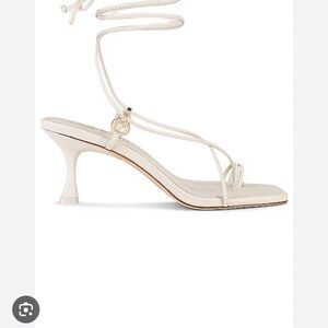 Larroudé Miso Cream Strappy Heels – Size 8 (Wedding / Summer / Neutral)